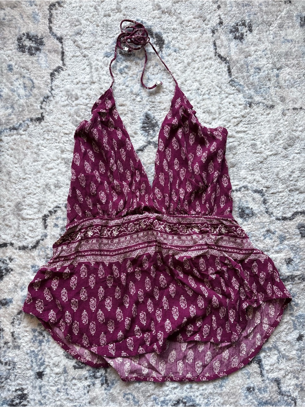 purple patterned halter tie